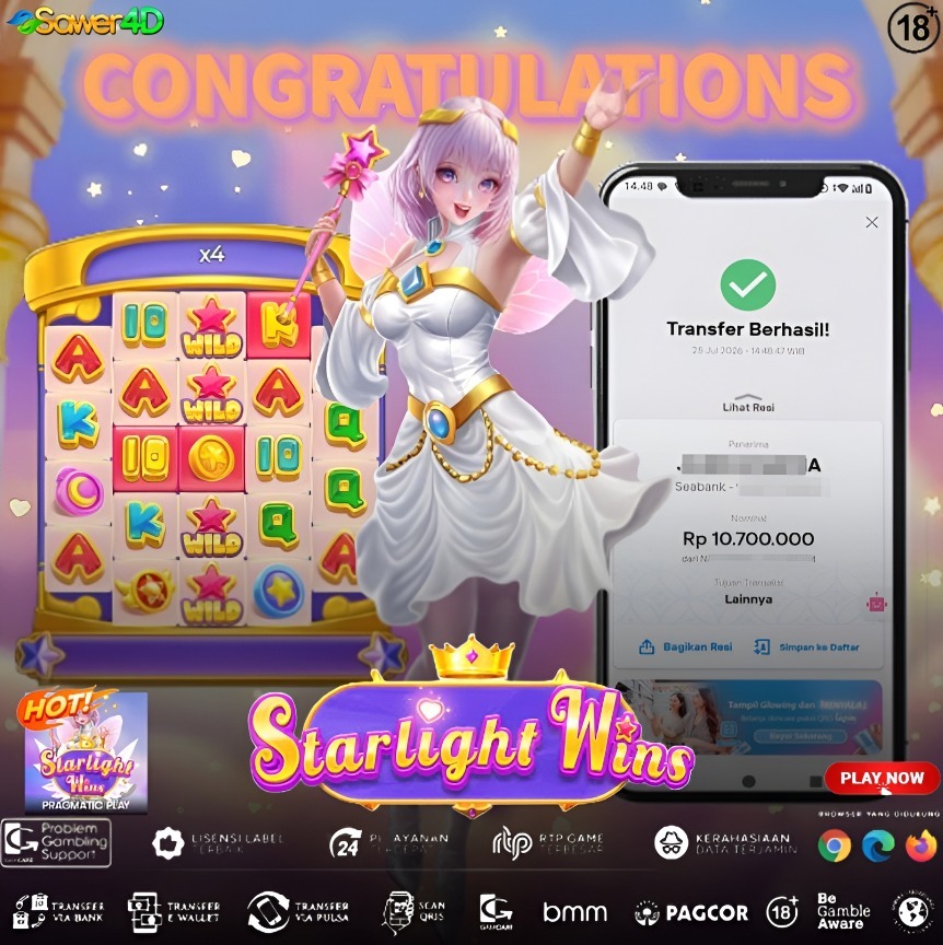 🎉 Selamat! Jackpot berhasil diraih di Starlight Wins! Semoga kemenangan hari ini jadi awal dari keberuntungan berikutnya! 🍀✨