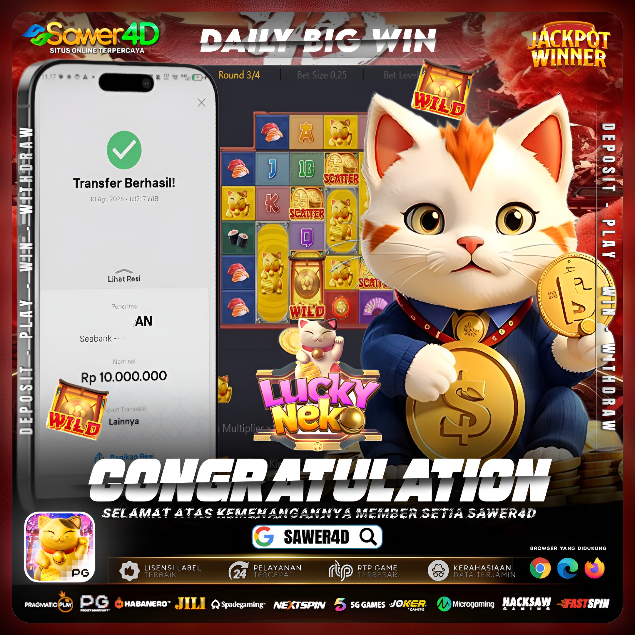 LUCKY NEKO KEMBALI BERAKSI DENGAN PECAHAN SELAYAR