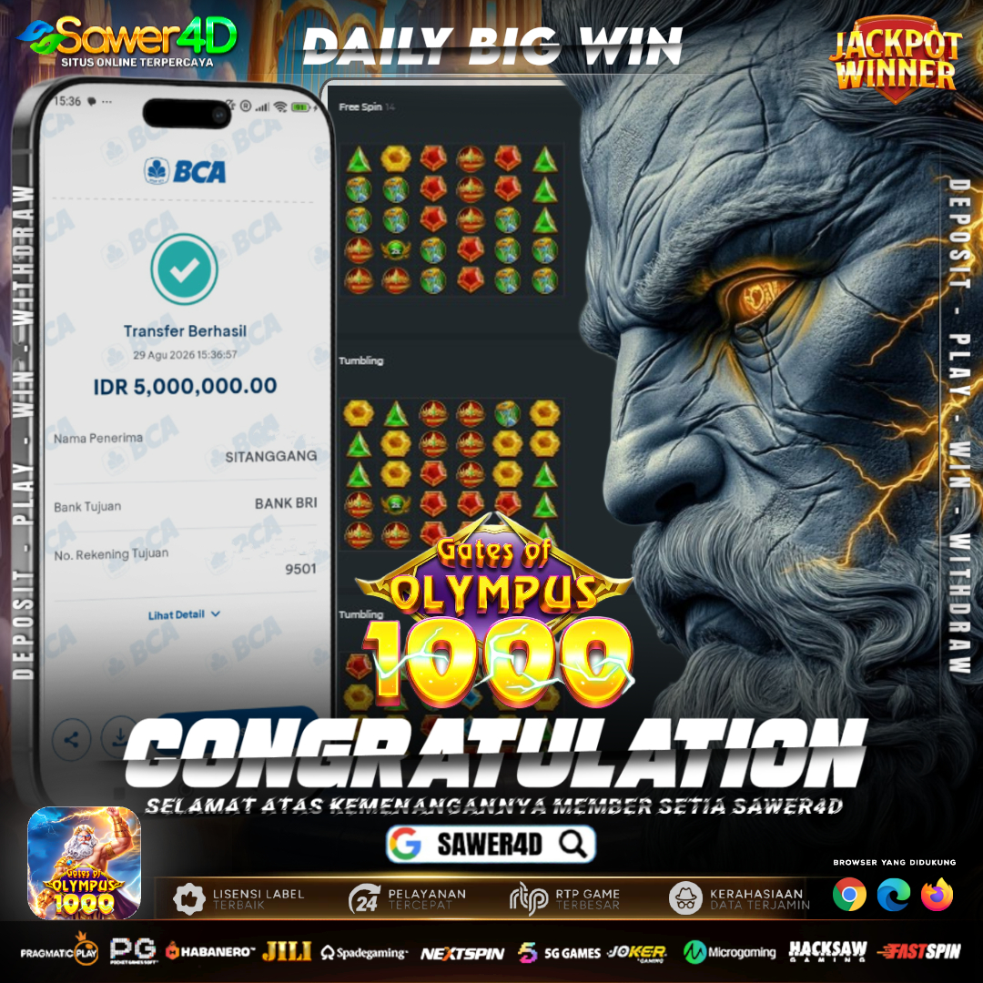GATES OF OLYMPUS 1000 KEMBALI GACOR DI SAWER4D..!!