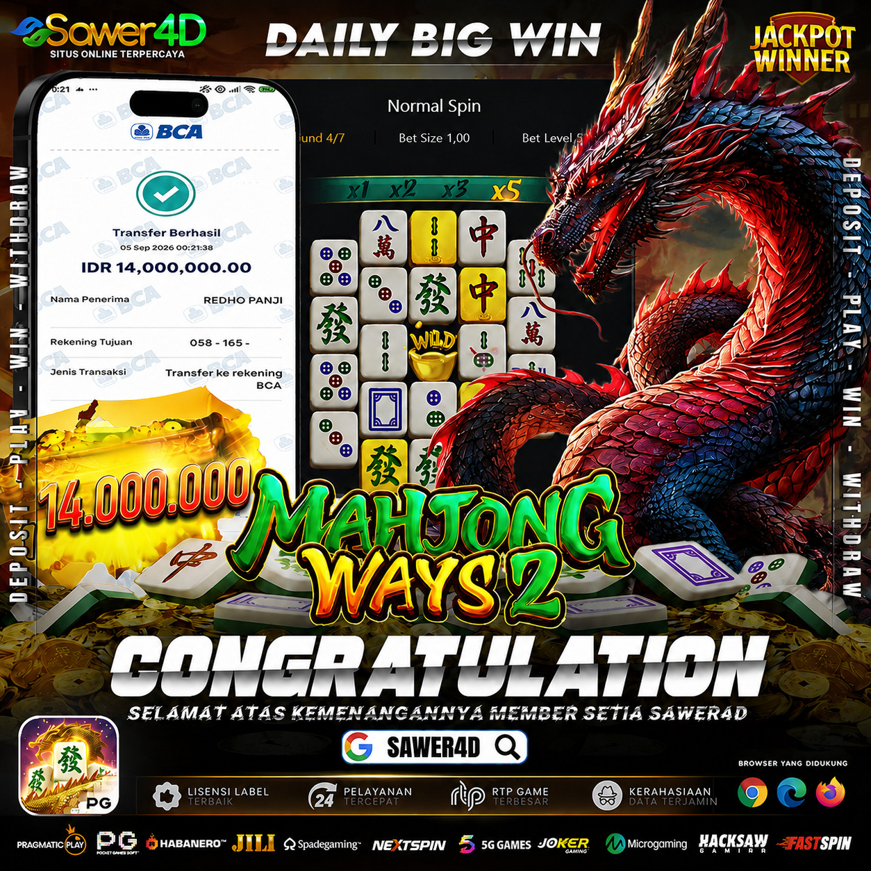 🔥 SELAMAT ATAS KEMENANGANNYA DI MAHJONG WAYS 2! 🀄🏆 Hasil yang mantap banget, sukses meraih kemenangan hari ini! 🎉✨