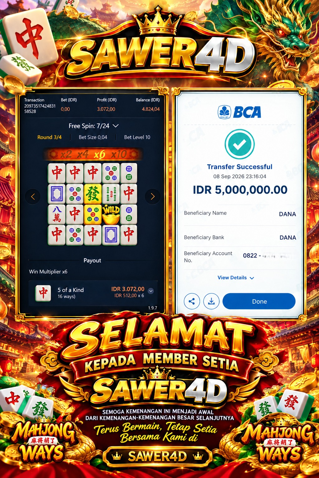 🔥 Hasil fantastis berhasil dicatat! Selamat atas kemenangan di Mahjong Ways! 🀄🏆
