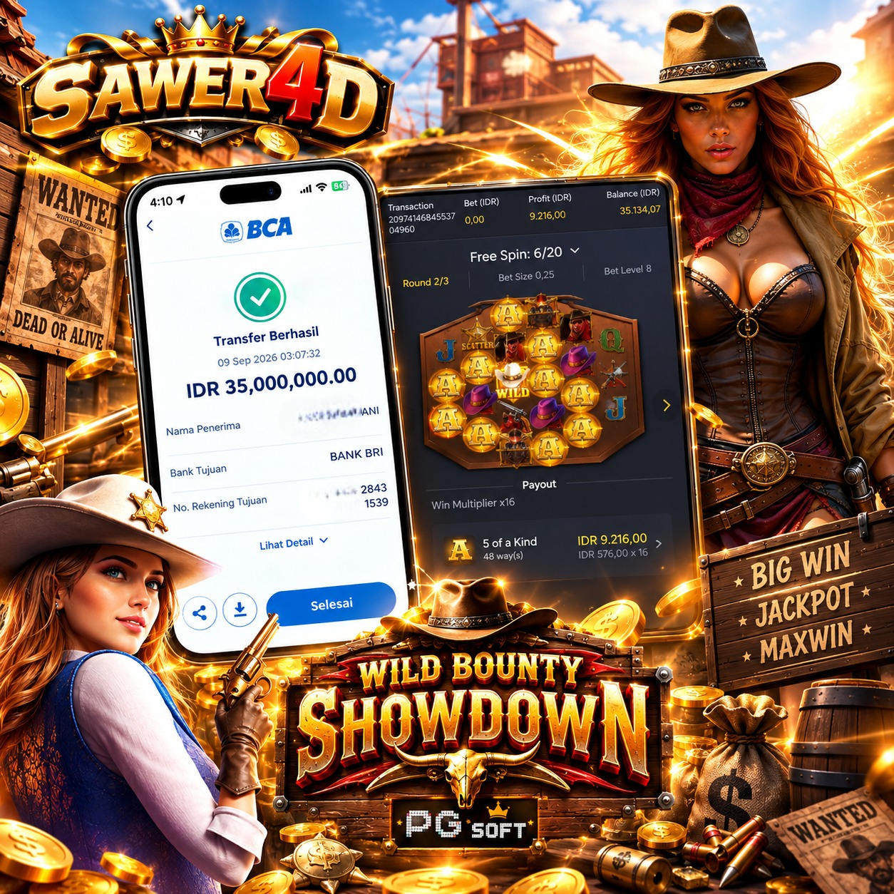 🤠 Momen kemenangan tiba! Wild Bounty Showdown kali ini sukses memberikan hasil terbaik! 🎊