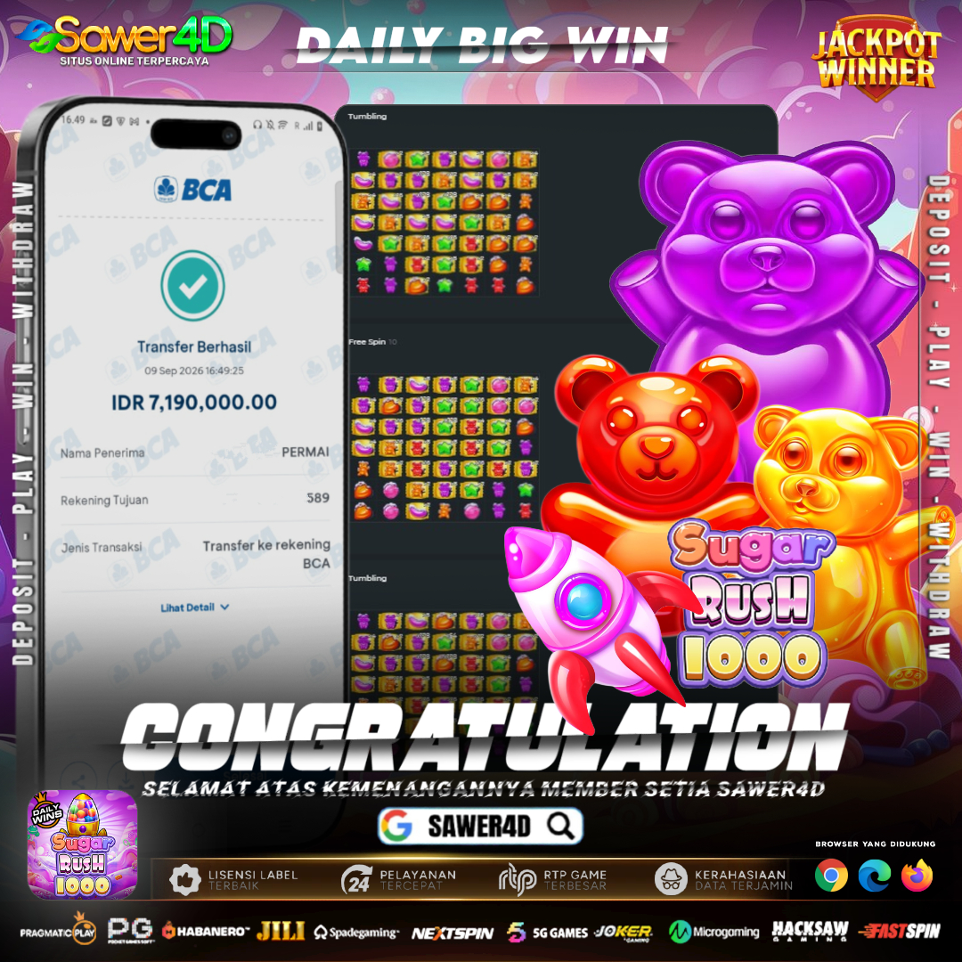 SUGAR RUSH 1000 BERHASIL MEMBERIKAN PECAHAN SELAYAR....