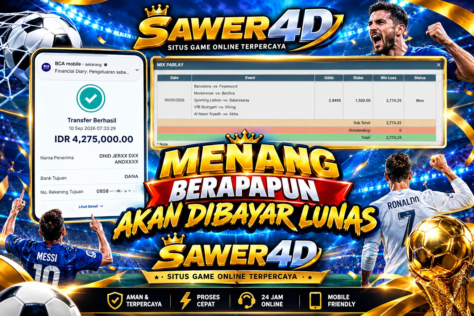 🏆 SELAMAT ATAS HASIL PARLAY YANG BERHASIL DIRAIH! 🎉✨ Semoga momennya berkesan!