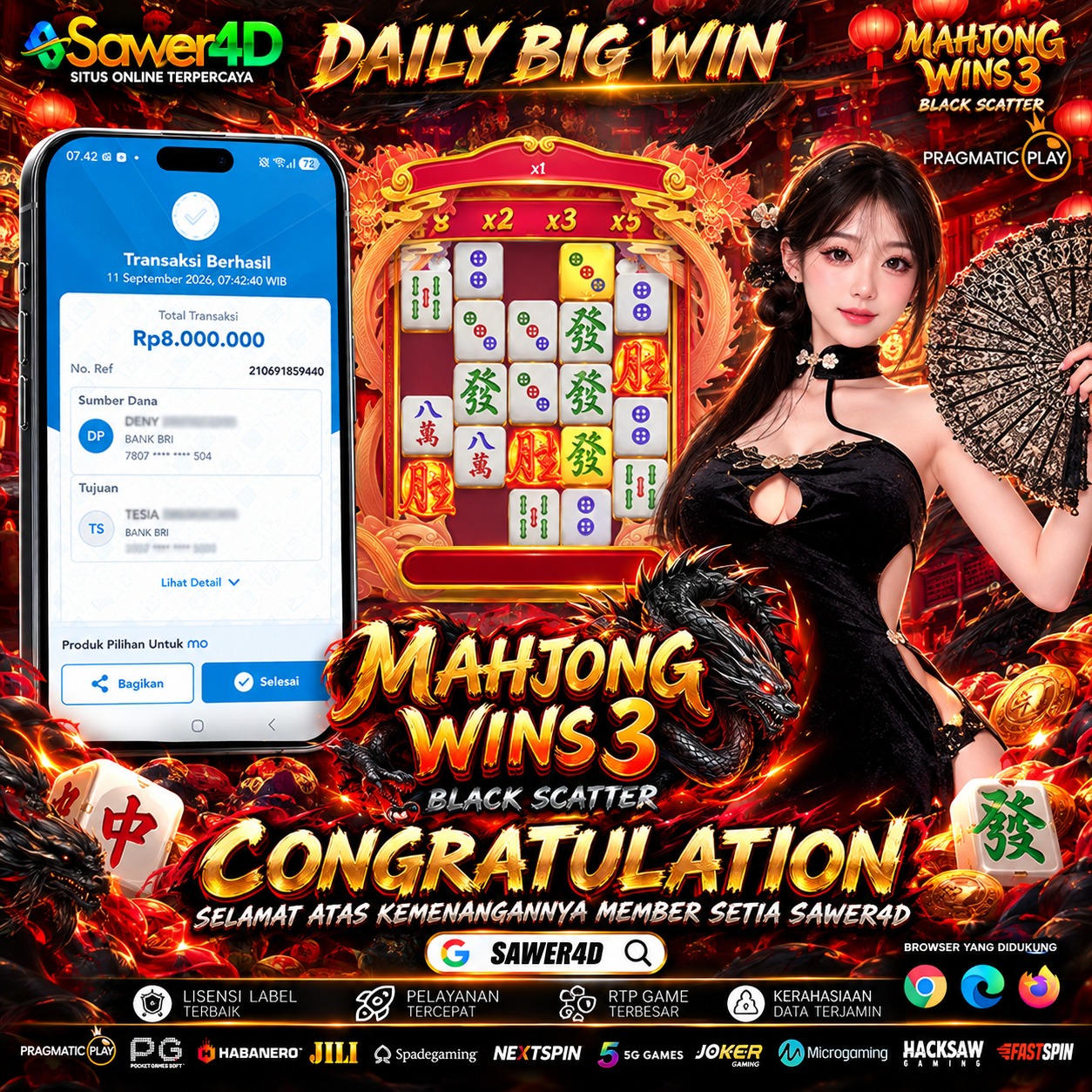 🎉🔥 Hari ini penuh kejutan! Mahjong Wins 3 menghadirkan hasil yang benar-benar berkesan! 🀄🏆