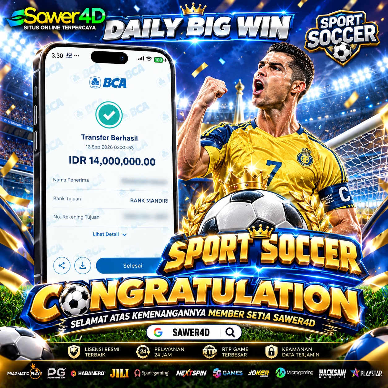 🏆🔥 **SELAMAT ATAS KEMENANGAN SPORT!** Hasil yang berhasil diraih kali ini benar-benar mantap! 🎉