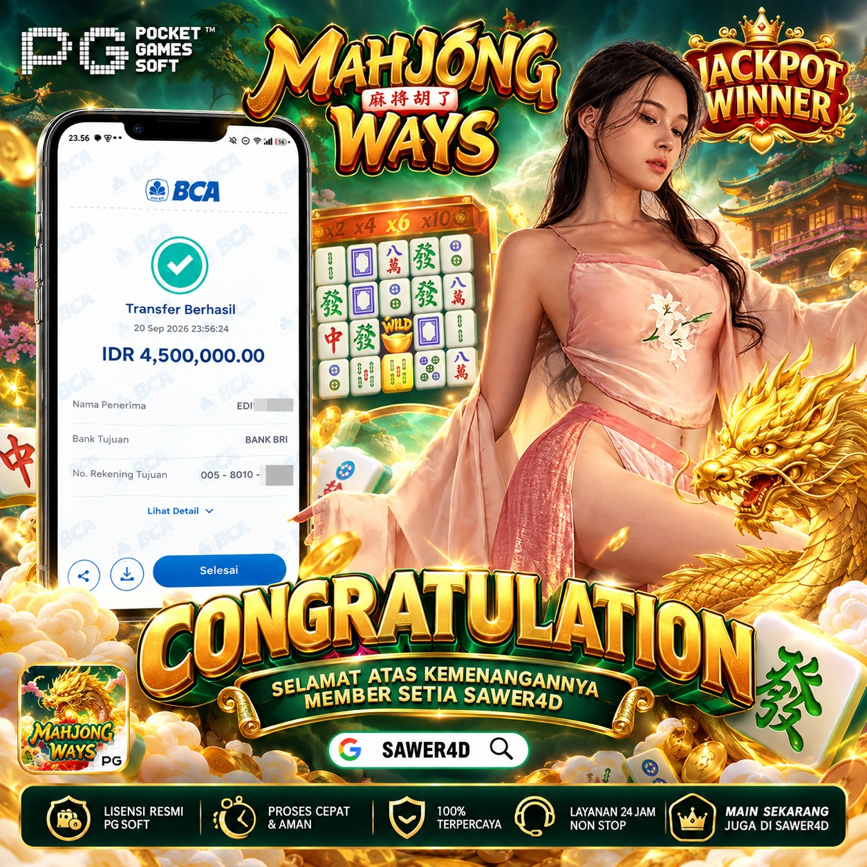 Naga emas udah bersabda, perkalian x10 menyala, scatter pecah berturut-turut sampai tembus Sensational!